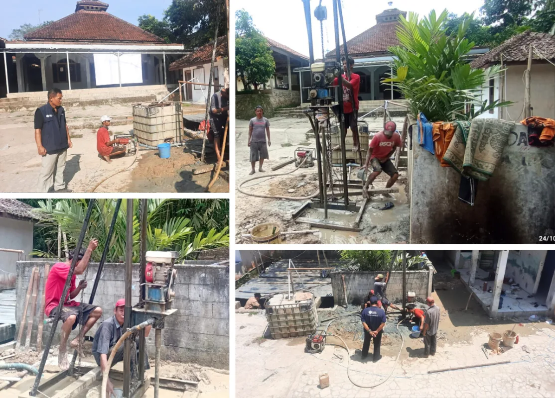 Proses awal pengeboran sumur bor ponpes Al hidayah wanti kedalaman 40 meter